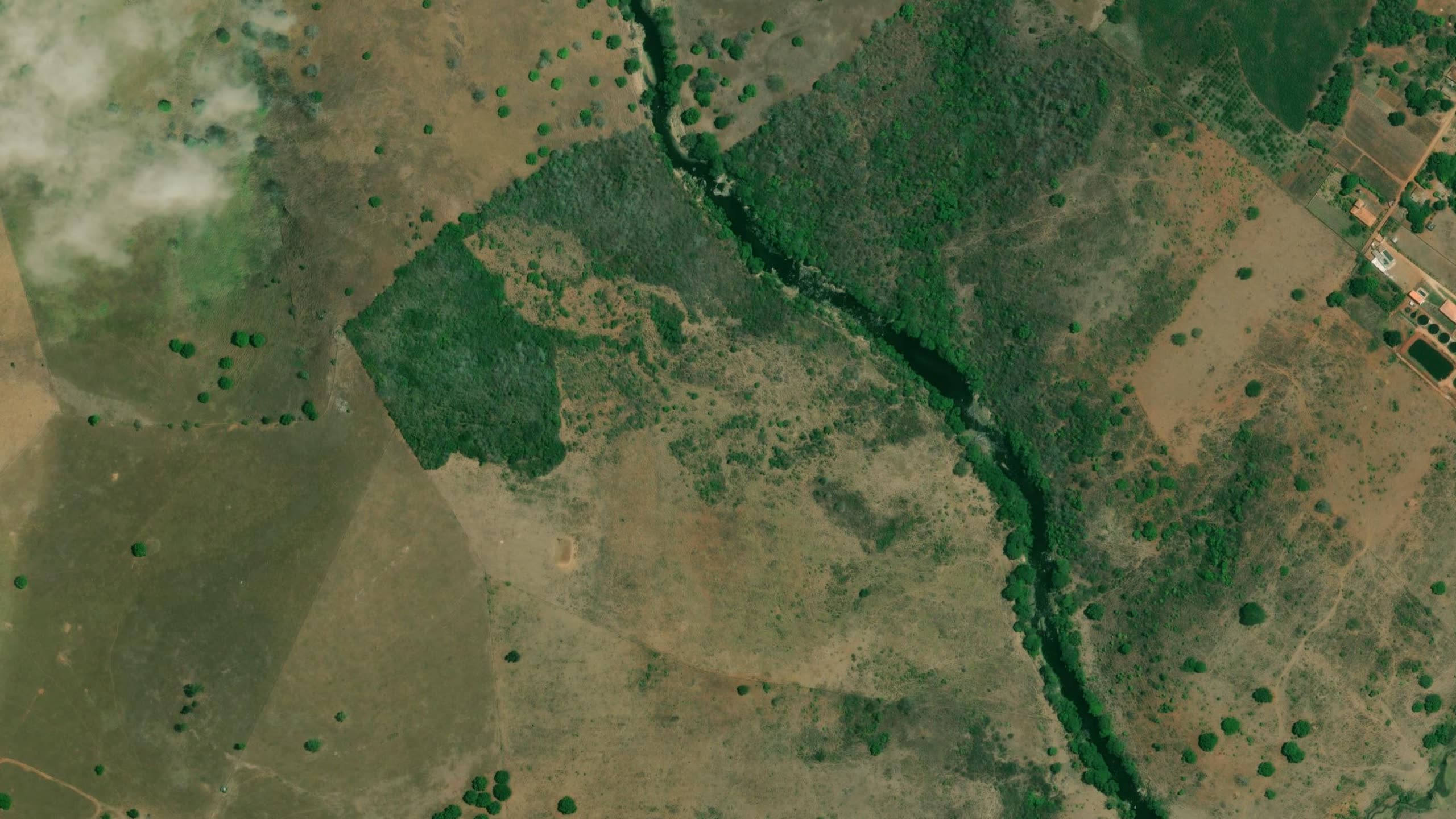 Fazenda Piauí vista por satélite, com o perímetro do CAR desenhado
